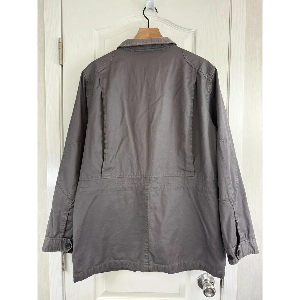 Banana Republic Gray Flannel Lined Field Military Utility Safari Jacket Men's L